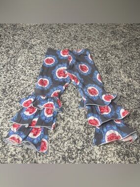 Matilda Jane sz 4 Paint by Numbers bennys Ruffle Flare Gray Pants Floral Rose